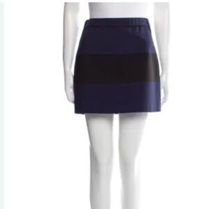 Tory Burch sport-S-black&blue horizontal stripe elastic waist stretch mini skirt